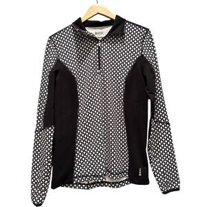 Lands End Sport Women's Black‎ White Quarter Zip Pullover Size Medium Activewear